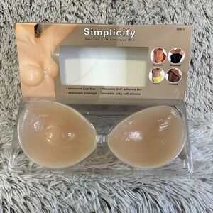Simplicity Fit Silicone‎ Self Adhesive Bra Sz C Full Look Strapless Reusable EUC